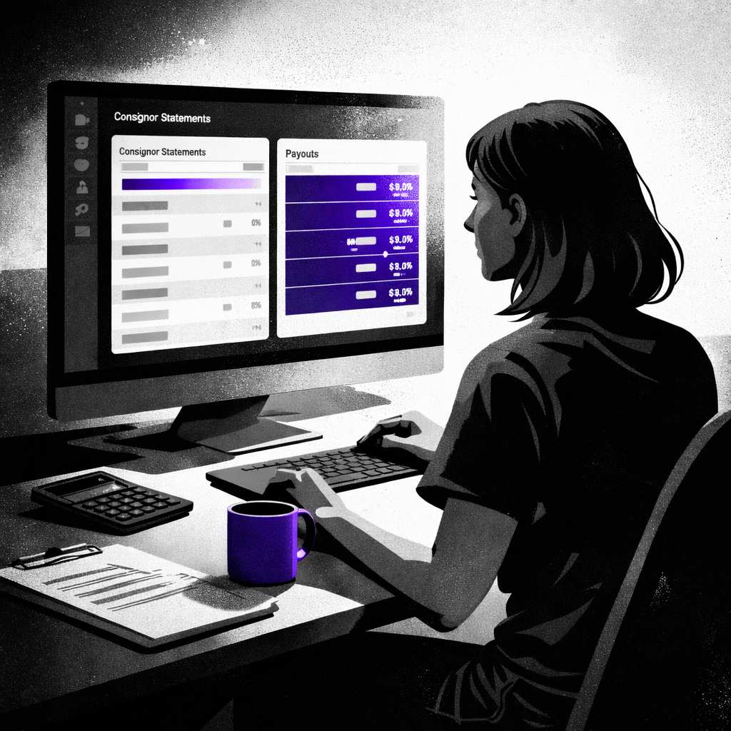 Consignor management portal with automated payouts