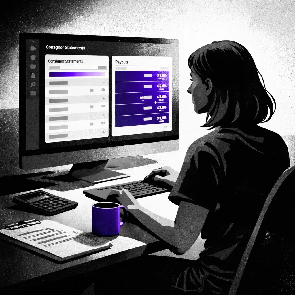Consignor management portal with automated payouts